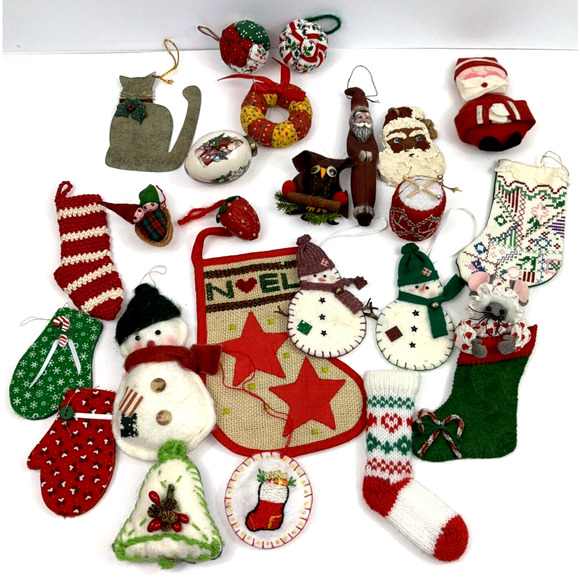 24 Handmade Primitive Country Style Christmas Ornament Crochet Stocking Cottage - Picture 1 of 16